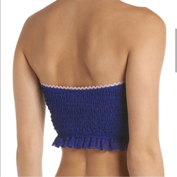 FREE PEOPLE | Callie Smocked Bandeau Lace Crop Top - Picture 3 of 10